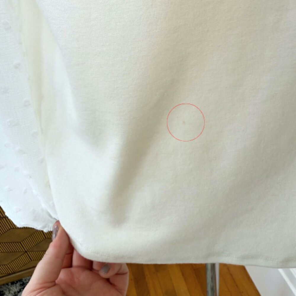 SOJOURN White Sheer Sleeve Swiss Dot Knit Top Size MP - Picture 11 of 11